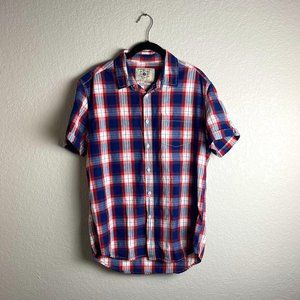 Zara Men’s Plaid Button Up Short Sleeve Shirt Size Large